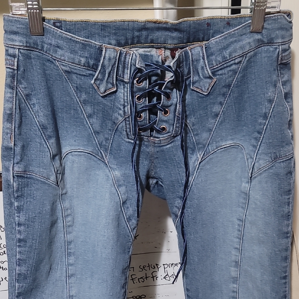 Vintage Y2k BONGO Light Blue Lace-Up Flare Jeans